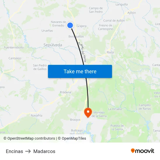 Encinas to Madarcos map
