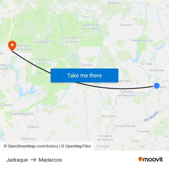Jadraque to Madarcos map