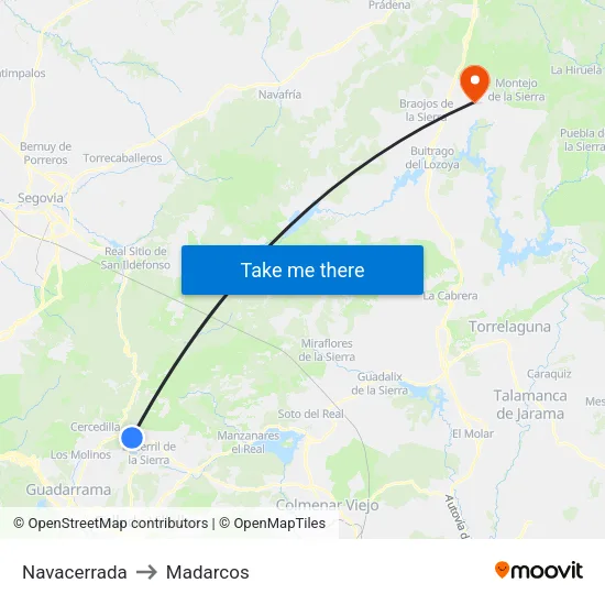 Navacerrada to Madarcos map
