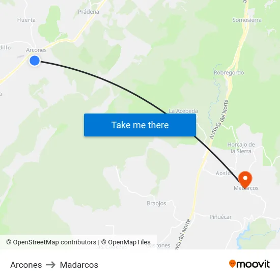 Arcones to Madarcos map