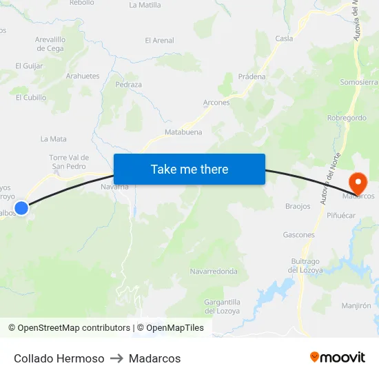 Collado Hermoso to Madarcos map