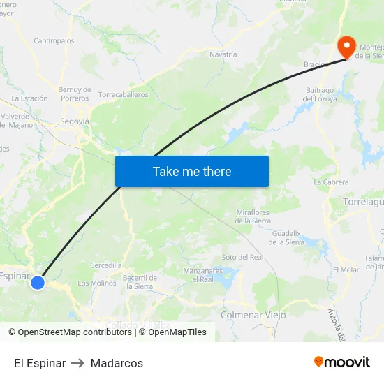 El Espinar to Madarcos map