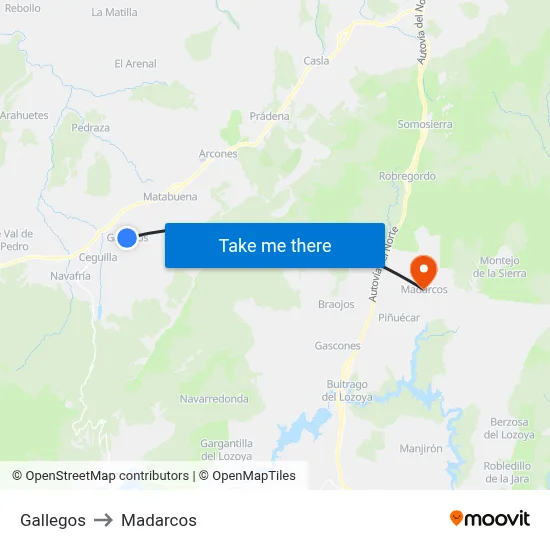 Gallegos to Madarcos map