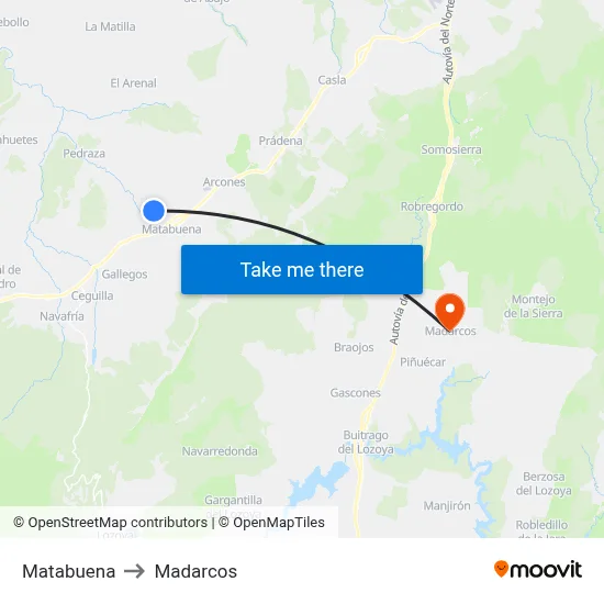 Matabuena to Madarcos map