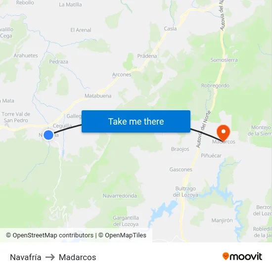Navafría to Madarcos map