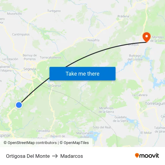 Ortigosa Del Monte to Madarcos map