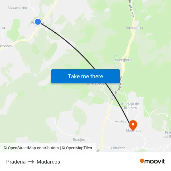 Prádena to Madarcos map