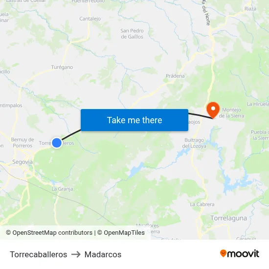 Torrecaballeros to Madarcos map