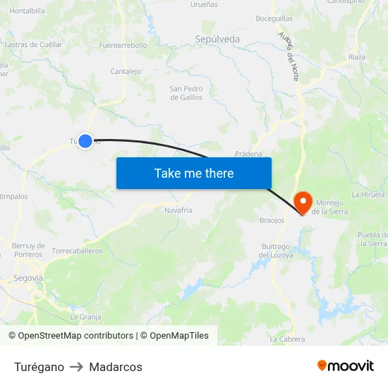 Turégano to Madarcos map