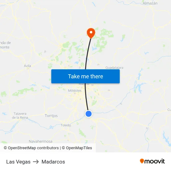 Las Vegas to Madarcos map
