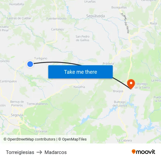 Torreiglesias to Madarcos map