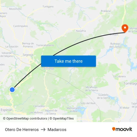 Otero De Herreros to Madarcos map