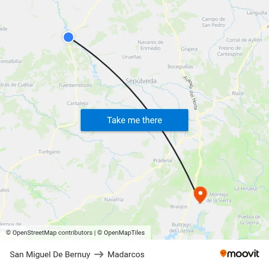 San Miguel De Bernuy to Madarcos map