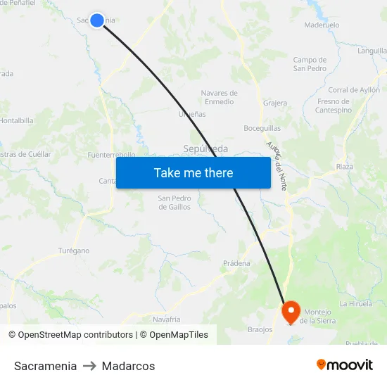 Sacramenia to Madarcos map