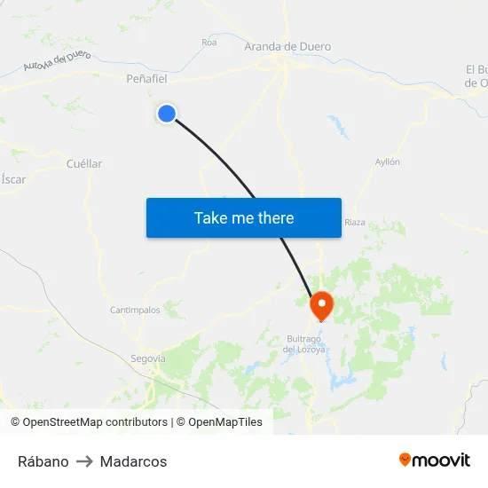 Rábano to Madarcos map