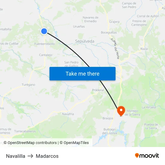 Navalilla to Madarcos map