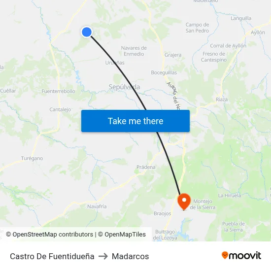 Castro De Fuentidueña to Madarcos map