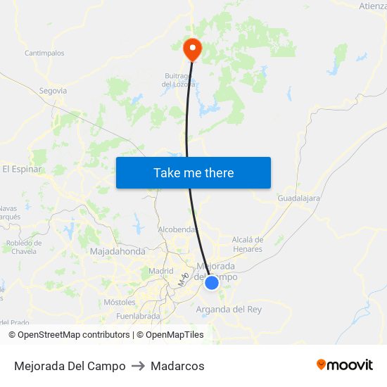 Mejorada Del Campo to Madarcos map