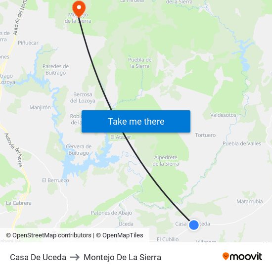 Casa De Uceda to Montejo De La Sierra map