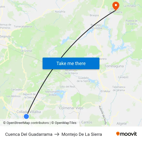 Cuenca Del Guadarrama to Montejo De La Sierra map