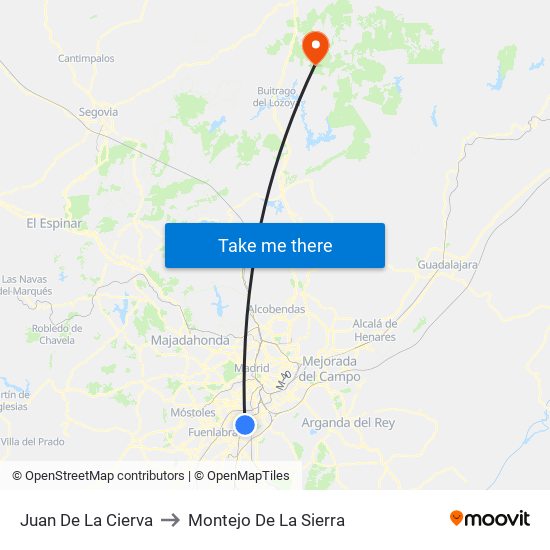 Juan De La Cierva to Montejo De La Sierra map