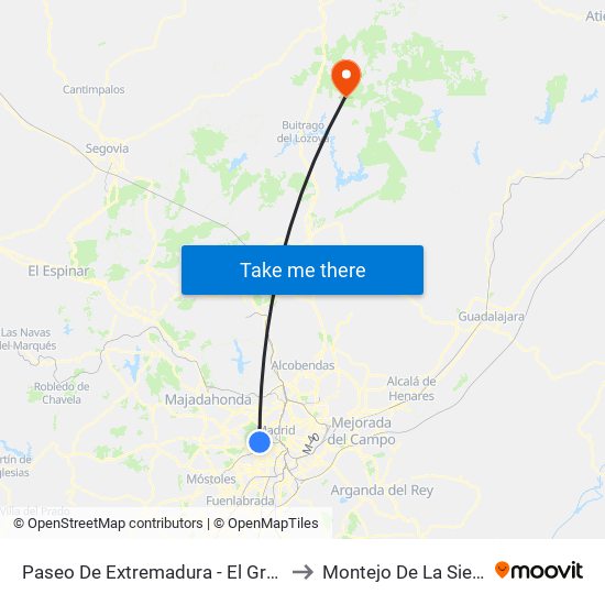 Paseo De Extremadura - El Greco to Montejo De La Sierra map