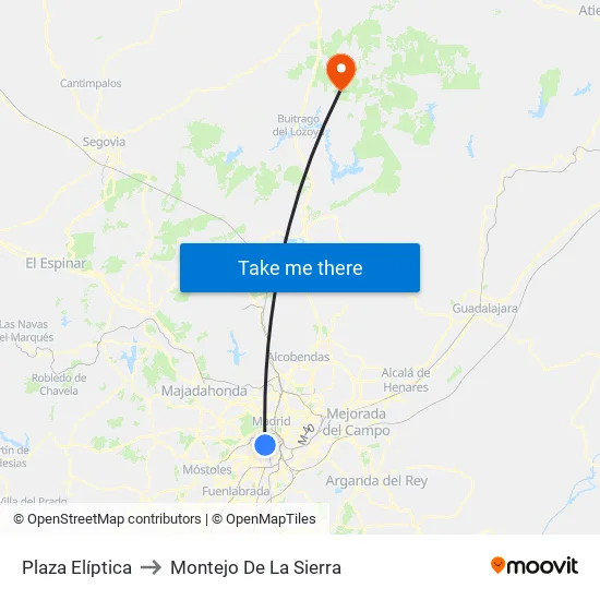 Plaza Elíptica to Montejo De La Sierra map