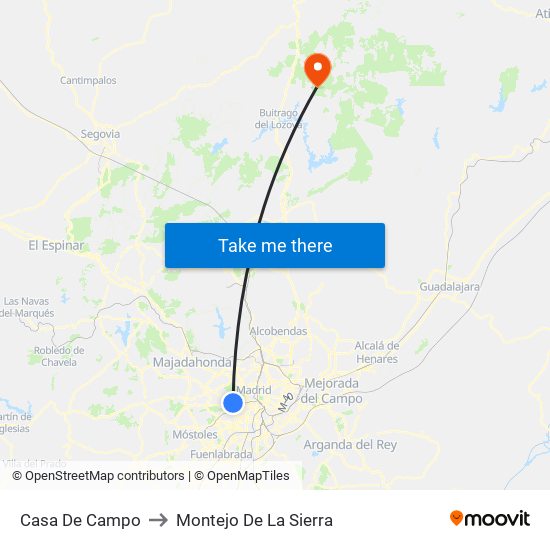 Casa De Campo to Montejo De La Sierra map