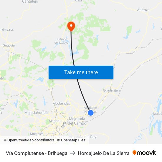 Vía Complutense - Brihuega to Horcajuelo De La Sierra map