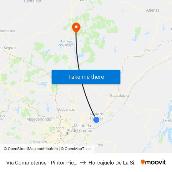 Vía Complutense - Pintor Picasso to Horcajuelo De La Sierra map