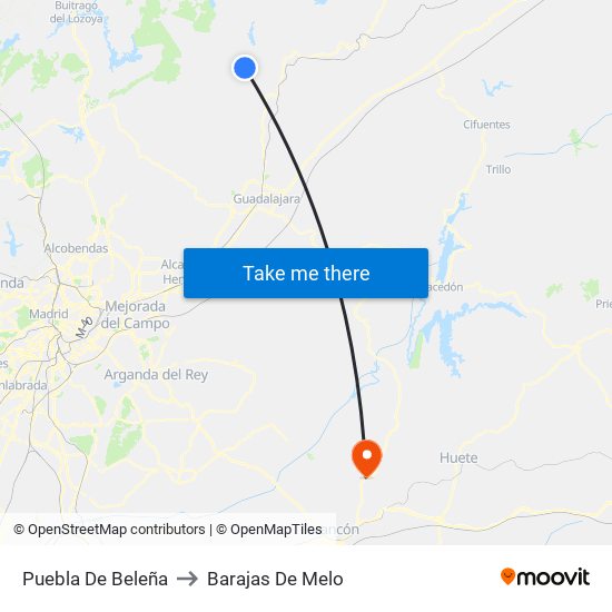 Puebla De Beleña to Barajas De Melo map