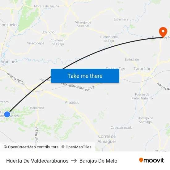 Huerta De Valdecarábanos to Barajas De Melo map