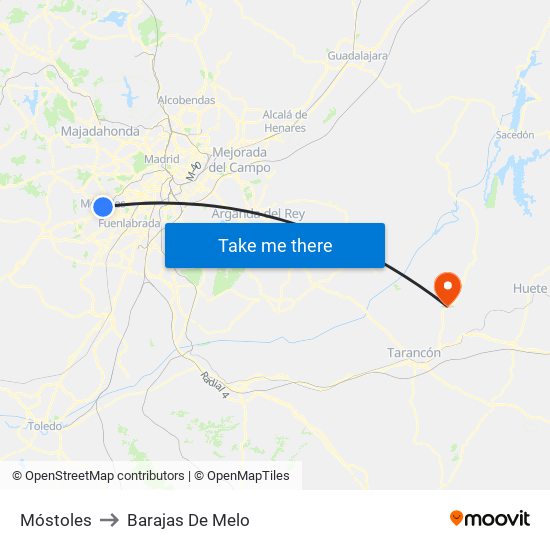 Móstoles to Barajas De Melo map