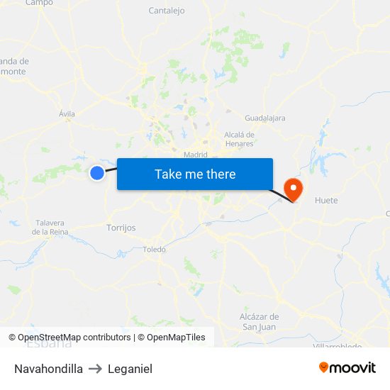 Navahondilla to Leganiel map