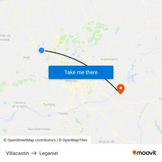 Villacastín to Leganiel map