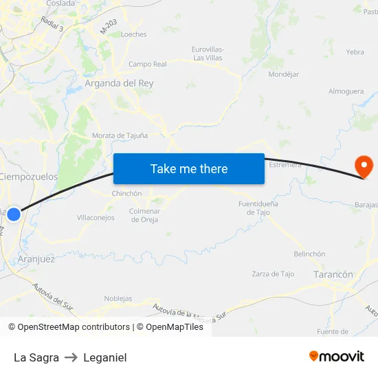 La Sagra to Leganiel map