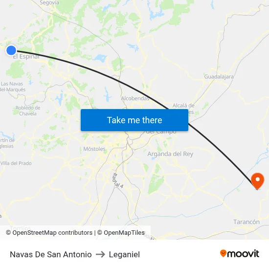Navas De San Antonio to Leganiel map