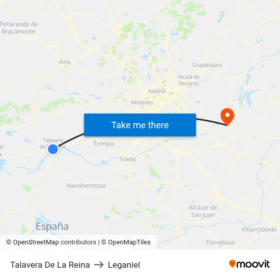 Talavera De La Reina to Leganiel map