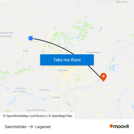 Sanchidrián to Leganiel map