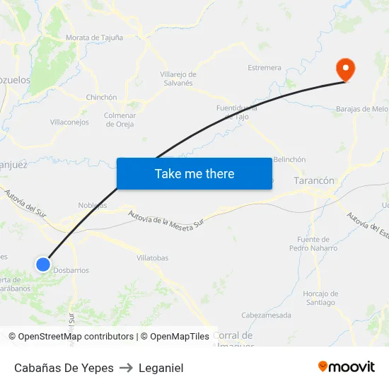 Cabañas De Yepes to Leganiel map