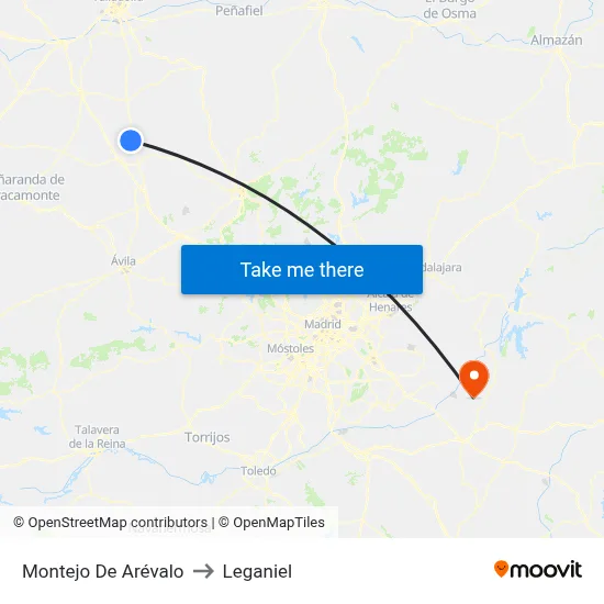 Montejo De Arévalo to Leganiel map
