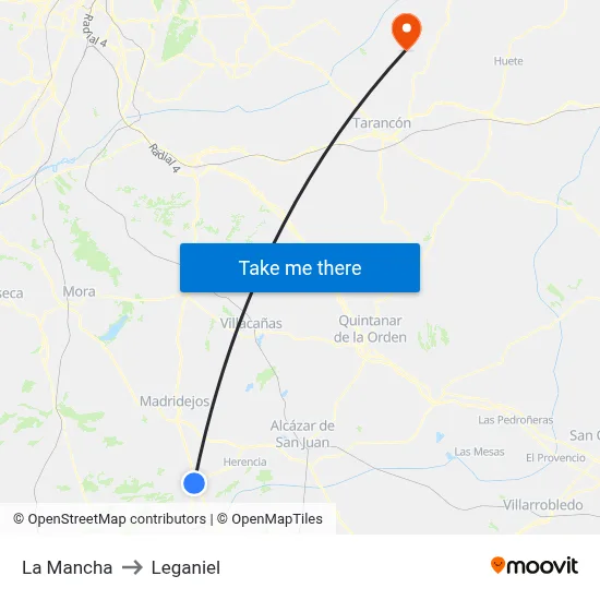 La Mancha to Leganiel map