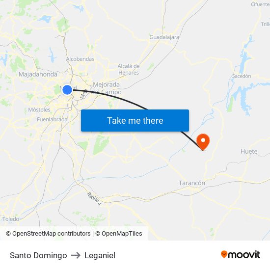 Santo Domingo to Leganiel map