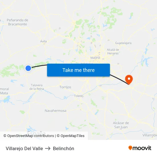 Villarejo Del Valle to Belinchón map