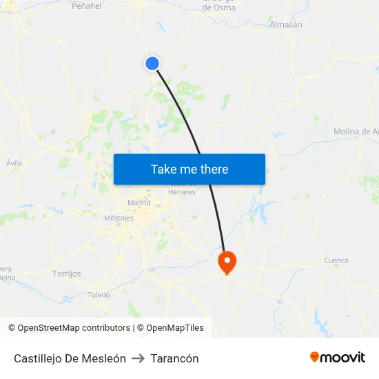 Castillejo De Mesleón to Tarancón map