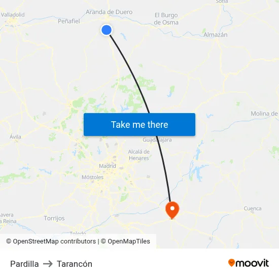 Pardilla to Tarancón map
