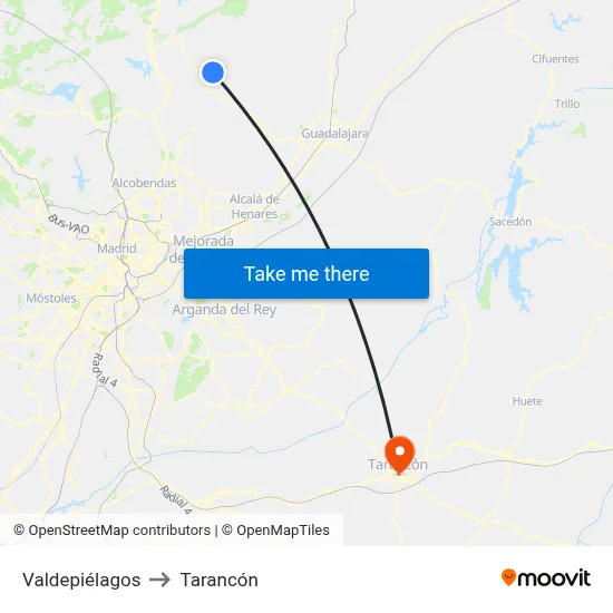 Valdepiélagos to Tarancón map
