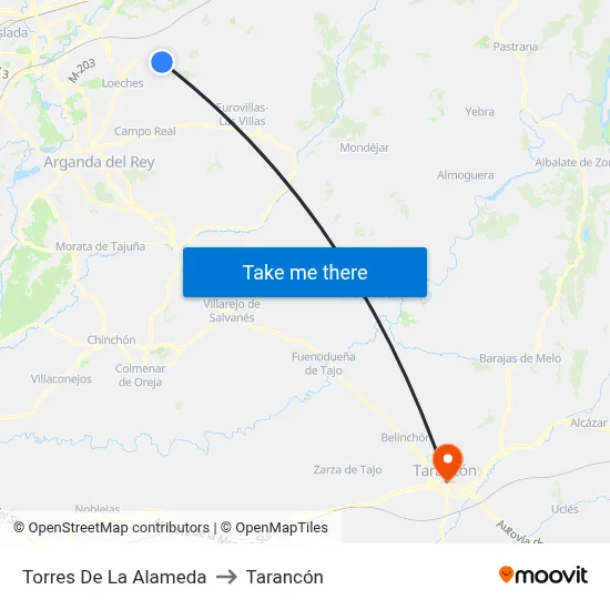 Torres De La Alameda to Tarancón map
