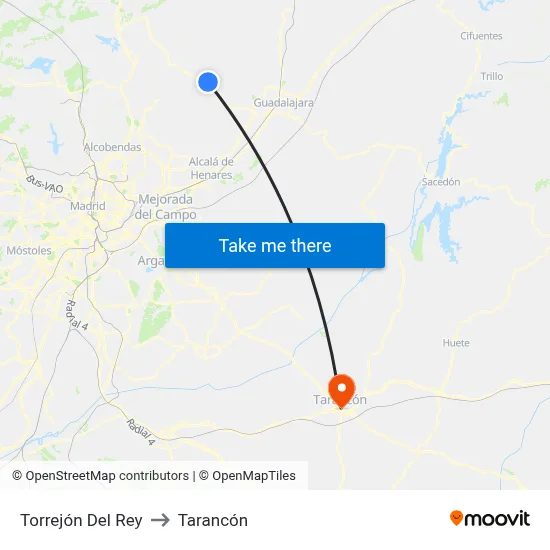 Torrejón Del Rey to Tarancón map