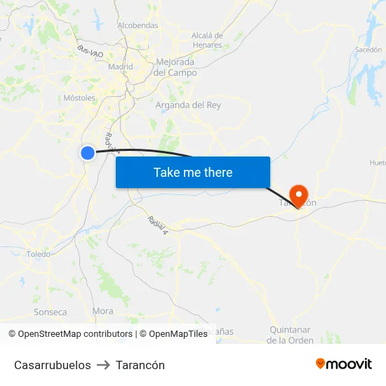 Casarrubuelos to Tarancón map